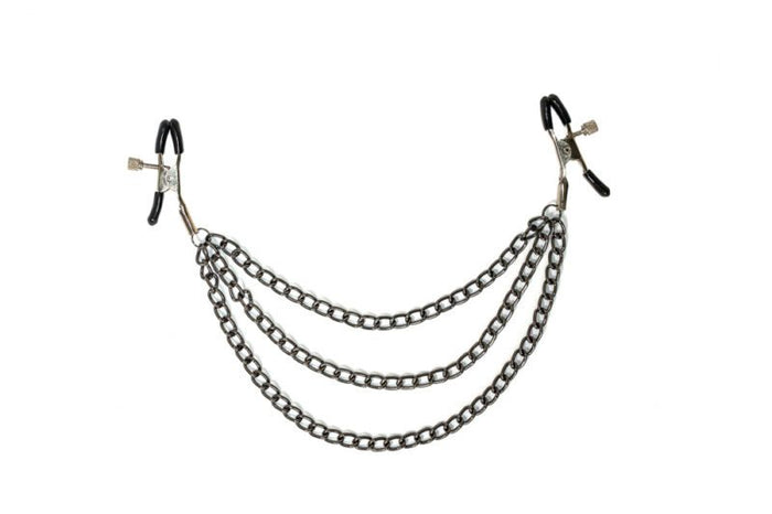 Tepelklemmen Met Drie Kettingen - BDSM - Bondage - Luxe Verpakking - Party Hard - Uncensored