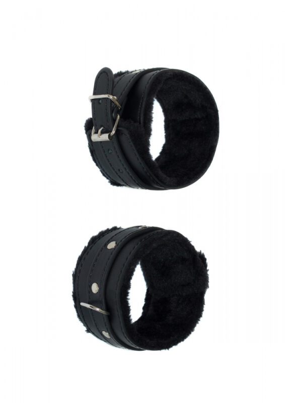 Aanpasbare Enkelboeien Met Vacht - Cuffs - BDSM - Bondage - Luxe Verpakking - Party Hard - Eternity - Zwart