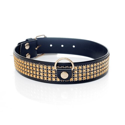 Fetish Halsband met Diamant - Goud