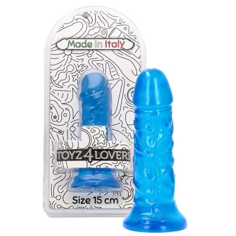 Dildo Romeo - 15 cm - Made in Italy - Biobased - Ftalaten vrij - Transparant Blauw