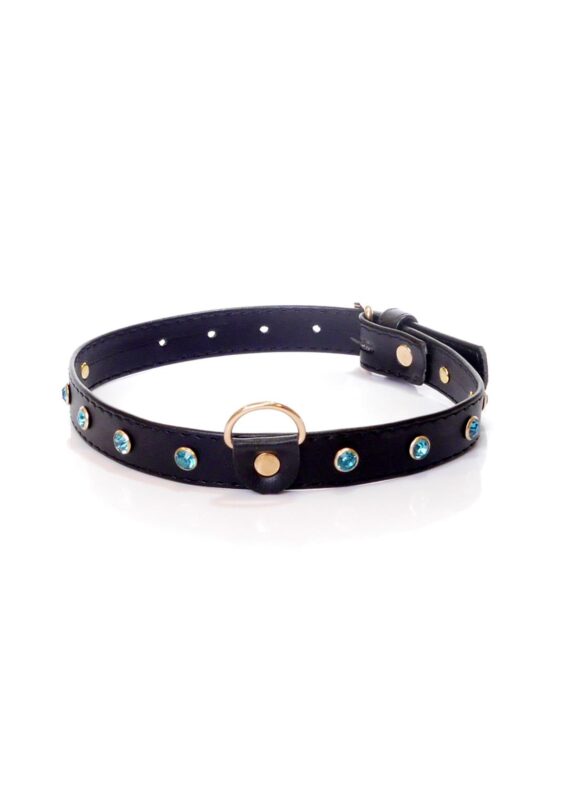 Fetish Collar - Halsband - 2 cm - Rood Diamant - Turquoise