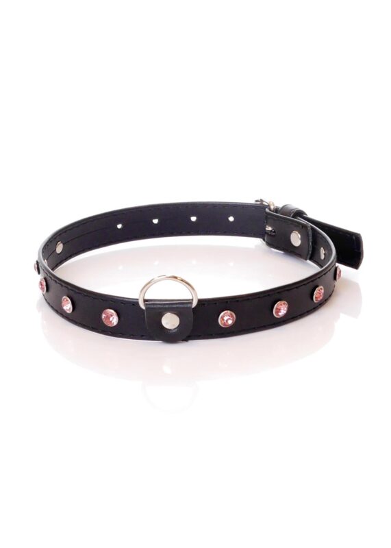 Fetish Collar - Halsband - 2 cm - Rood Diamant - Roze