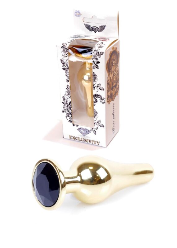 Gouden Buttplug Anale Plug met diamand - Zwart