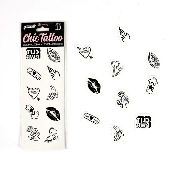 SET VAN 10 TIJDELIJKE TATTOOS - CANDY COLLECTIE