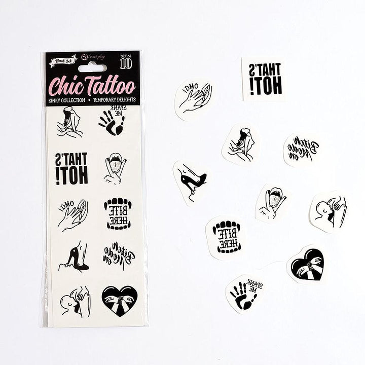 SET VAN 10 TIJDELIJKE TATTOOS - KINKY COLLECTIE