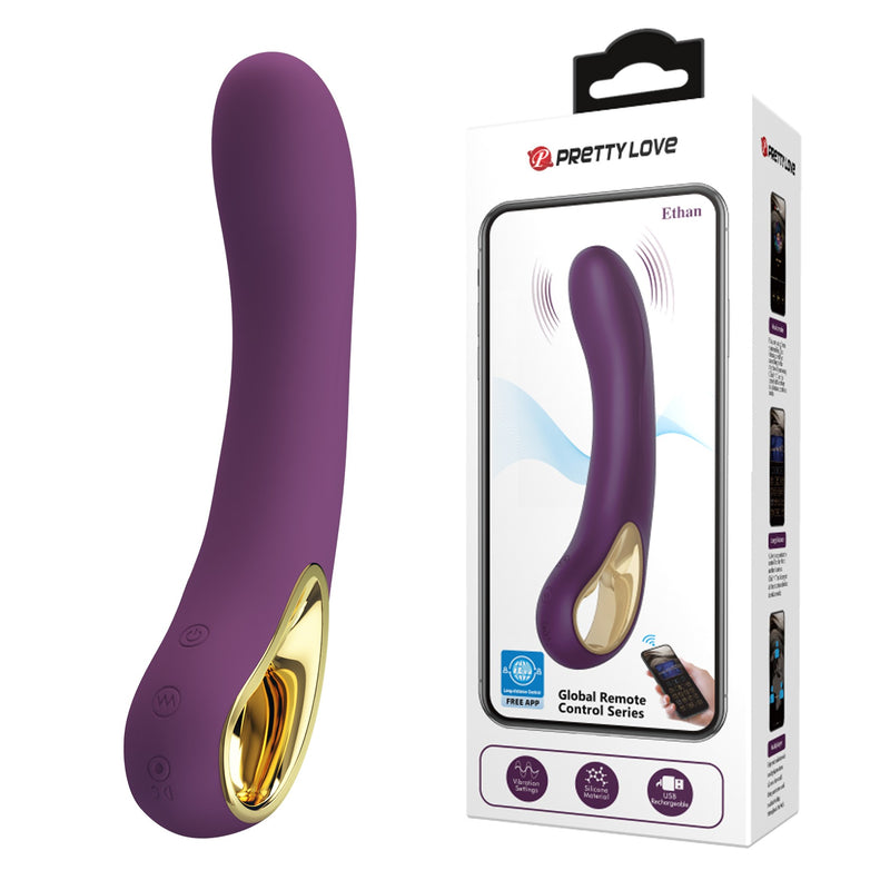 PRETTY LOVE - Ethan paars, 12 vibratiefuncties Mobiele APP Bediening op afstand - USB