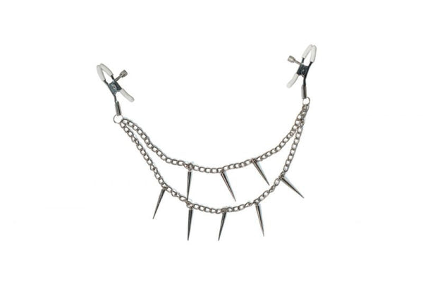 Tepelklemmen Met Ketting En Stekelpunten - BDSM - Bondage - Luxe Verpakking - Party Hard - Spikey