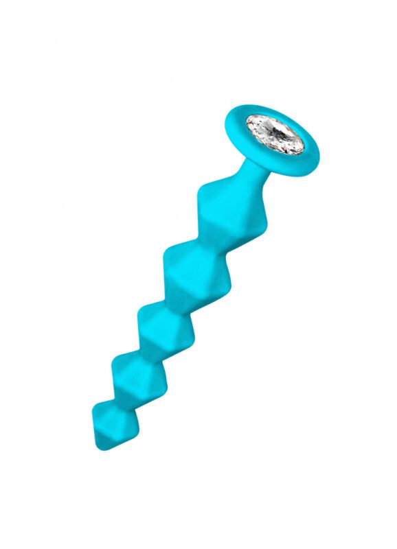 Anale Ketting Met Diamant - Lola Toys - Emotions - Beginner Beads - Buttplug met Kralen - Flexibele Anaal Ballen/ Kralen/ Ketting - Anal Beads - Anaalplug 100% Siliconen - Prostaat Stimulatie - P-Spot - Unisex - Chummy - Turquoise