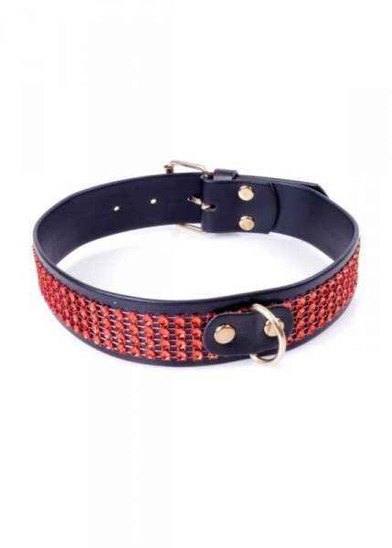 Fetish Halsband met Diamant - 3 cm - Rood