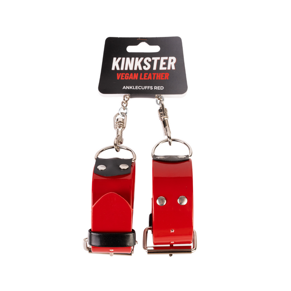 Kinkster - Veganistisch leer - Handgemaakt - Enkelboeien rood