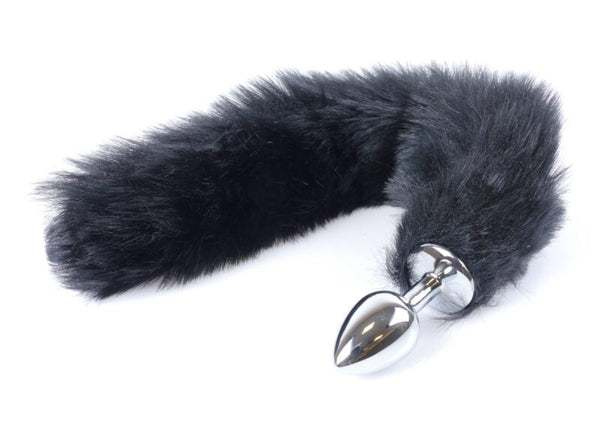 Butt Plug- Fox TAIL-  Vossen staart - zwart-  XL