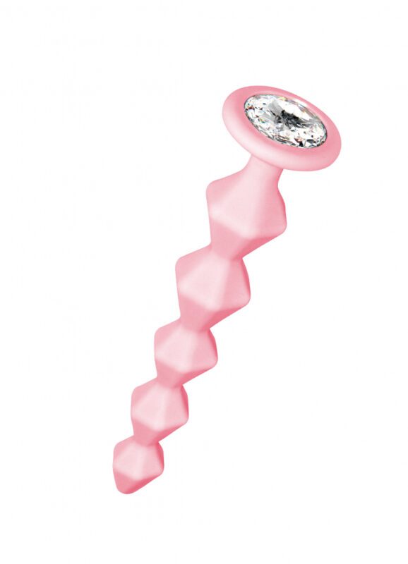 Anale Ketting Met Diamant - Lola Toys - Emotions - Beginner Beads - Buttplug met Kralen - Flexibele Anaal Ballen/ Kralen/ Ketting - Anal Beads - Anaalplug 100% Siliconen - Prostaat Stimulatie - P-Spot - Unisex - Buddy - Roze