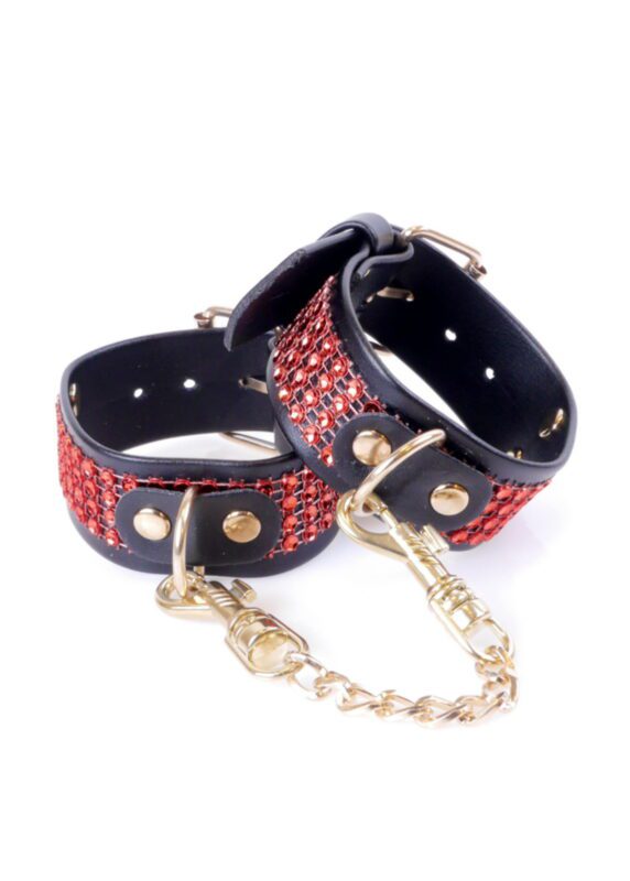 Fetish Handboeien met Diamant - 3 cm - Rood