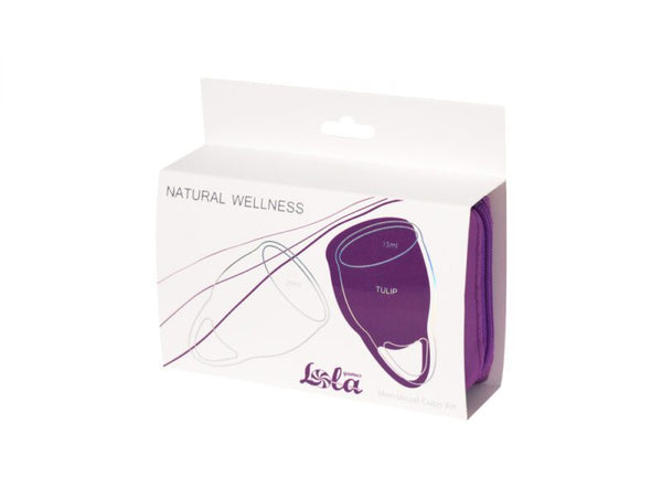Menstruatiecup kit - 2 stuks (15 ML + 20 ML) - Medisch silicone - tot 12 uur bescherming - Reisverpakking - Maat M + S - Natural Wellness - Tulip - Paars