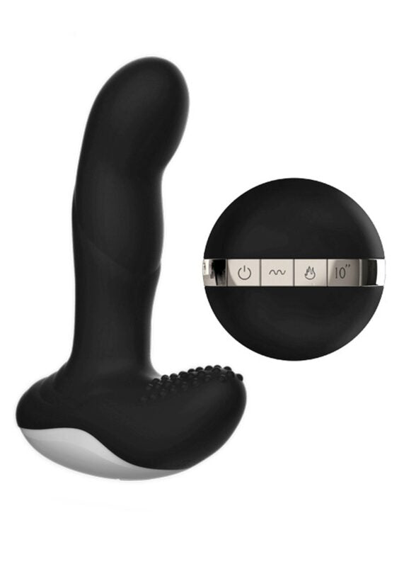 Vibrator - Silicone Massager USB 7 standen + Pulsator / Heating Zwart