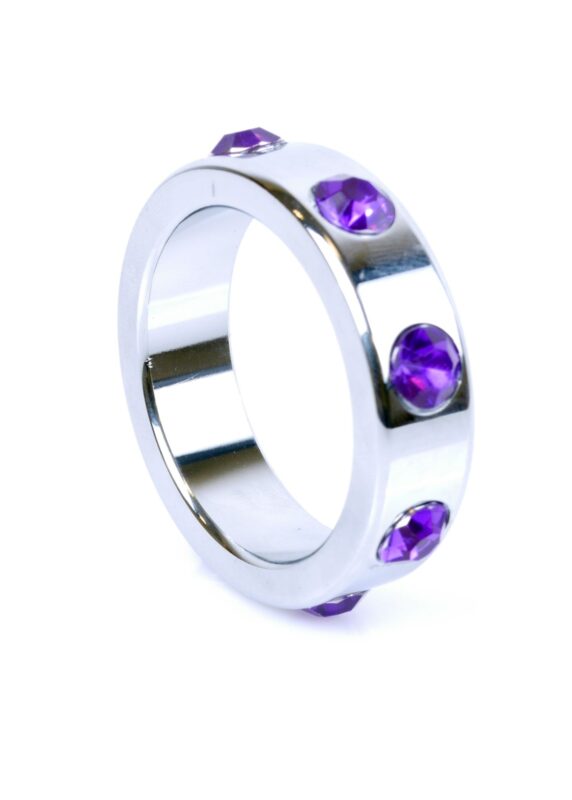 Boss Series - Metaal - Cockring - Penisring met Paarse Diamanten - Groot
