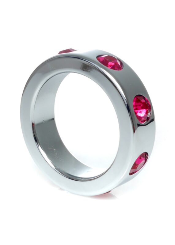 Boss Series - Metaal - Cockring - Penisring met Roze Diamanten - Middel