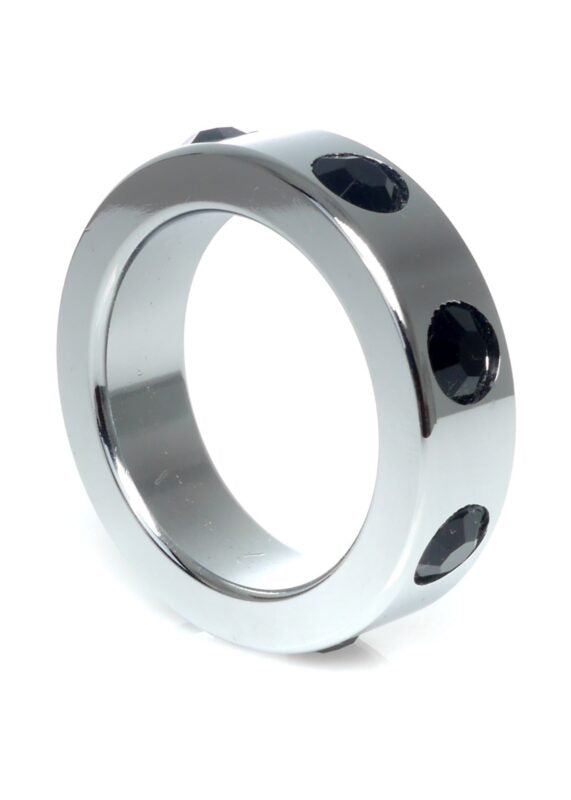 Boss Series - Metaal - Cockring - Penisring met Zwarte Diamanten - Middel
