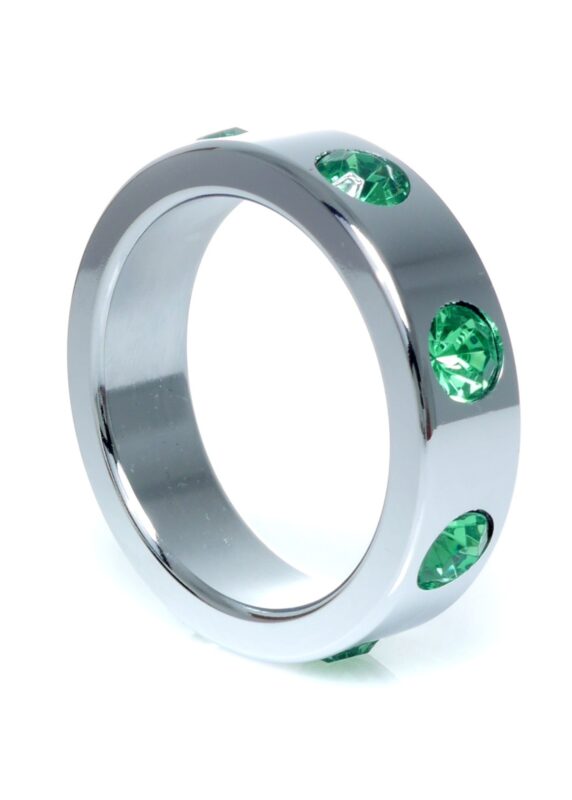 Boss Series - Metaal - Cockring - Penisring met Groene Diamanten - Groot
