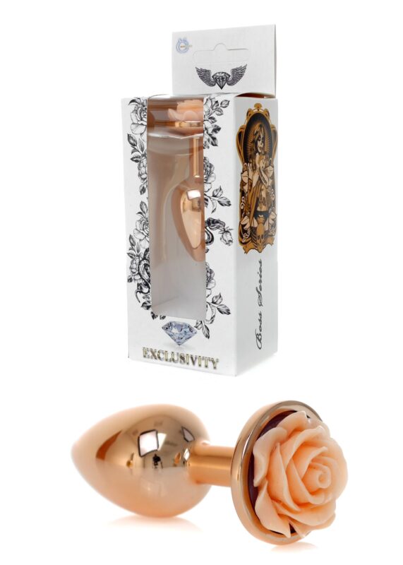 Rosé Gouden buttplug met roos - Perzik