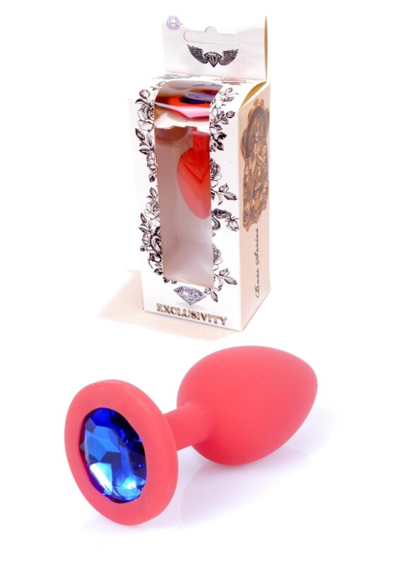 Butt plug -  Siliconen PLUG Small- Red Diamond - Blue