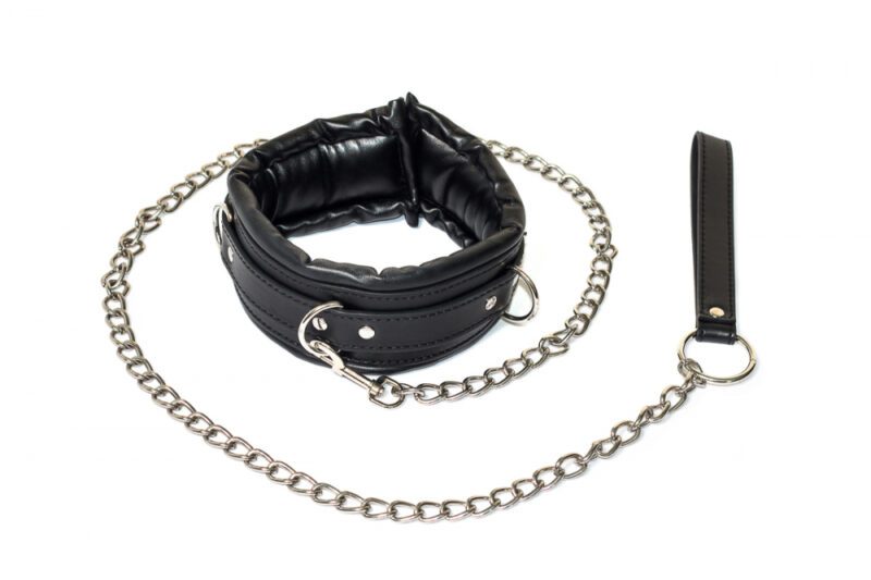 Verstelbare Halsband Met Ketting Riem - Collar - BDSM - Bondage - Luxe Verpakking - Party Hard - Fetish - Zwart