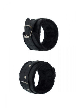 Aanpasbare Enkelboeien Met Vacht - Cuffs - BDSM - Bondage - Luxe Verpakking - Party Hard - Eternity - Zwart