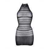 High Lace Neck Net Mini Dress - One Size