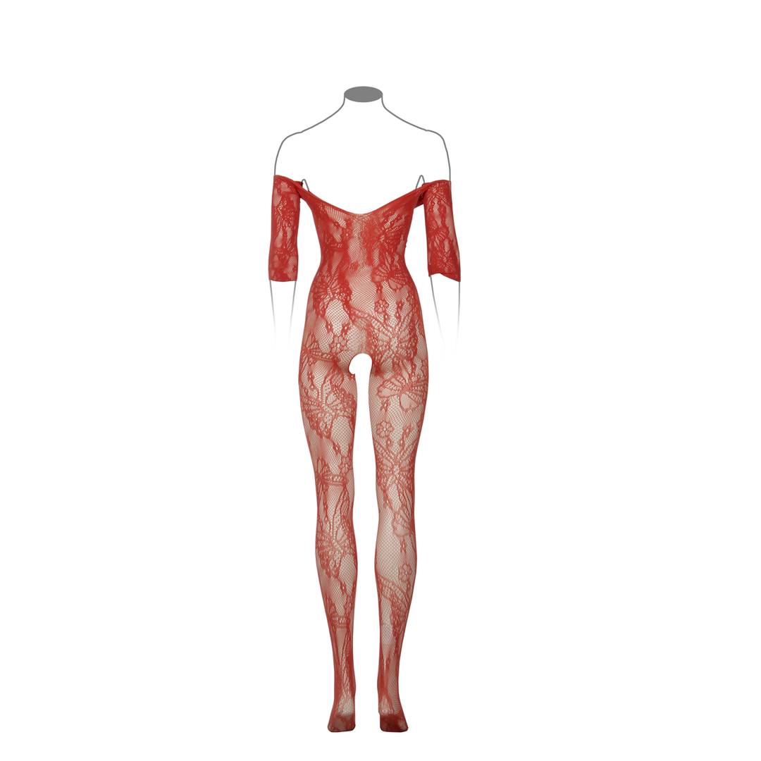 Lace Long-Sleeved Bodystocking - One Size