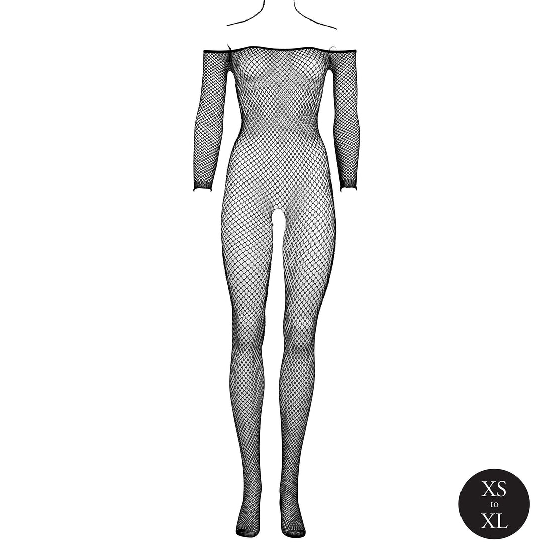 Bodystocking OffShoulder Neck - Fishnet / Open - OS - Black