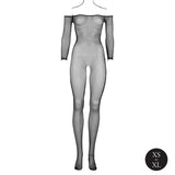 Bodystocking OffShoulder Neck - Fishnet / Open - OS - Black