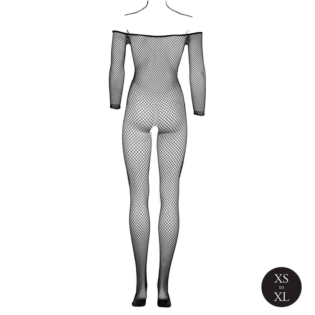 Bodystocking OffShoulder Neck - Fishnet / Open - OS - Black