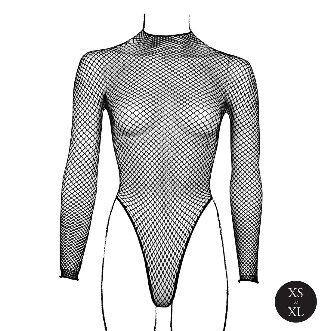 Body with Fishnet Structure and Turtle Neck - OS - Black