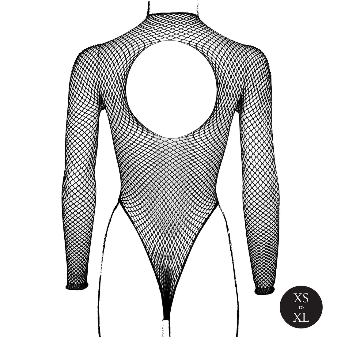 Body with Fishnet Structure and Turtle Neck - OS - Black
