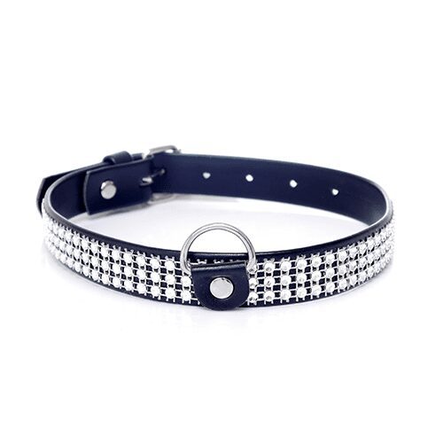 Fetish Halsband met Diamant 2 cm Zilver