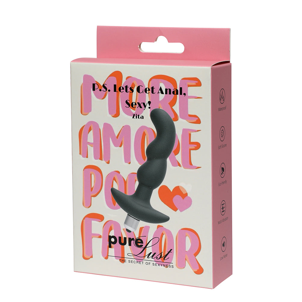 Vibrating Beaded Anal Plug - Black