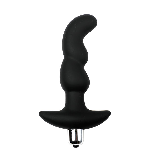 Vibrating Beaded Anal Plug - Black