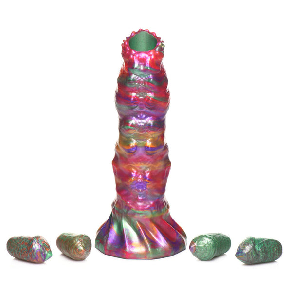 Larve siliconen legboor dildo met eieren