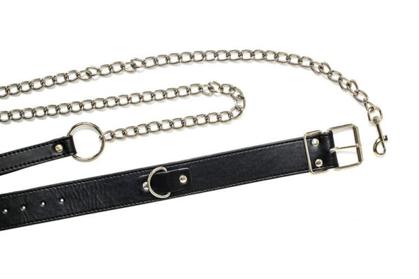 Verstelbare Halsband Met Ketting Riem - Collar - BDSM - Bondage - Luxe Verpakking - Party Hard - Wild - Zwart