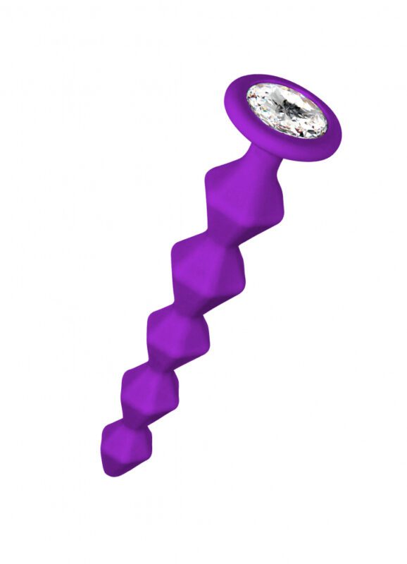 Anale Ketting Met Diamant - Lola Toys - Emotions - Beginner Beads - Buttplug met Kralen - Flexibele Anaal Ballen/ Kralen/ Ketting - Anal Beads - Anaalplug 100% Siliconen - Prostaat Stimulatie - P-Spot - Unisex - Buddy - Paars