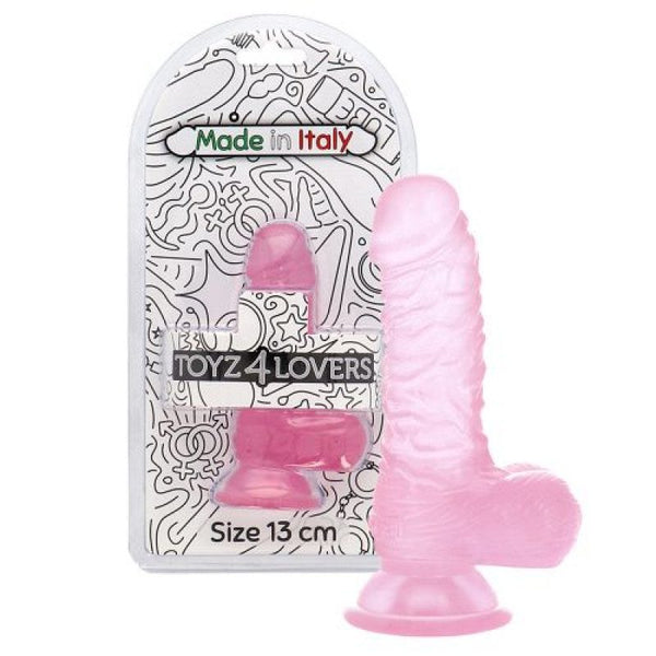 Dildo Leo - 10,5 cm Made in Italy - Biobased - Ftalaten vrij - Transparant Roze