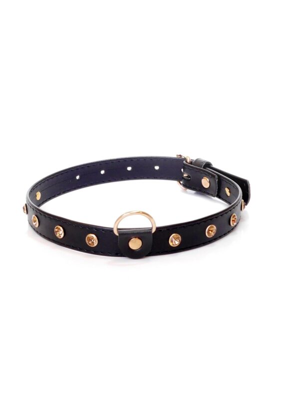 Fetish Collar - Halsband - 2 cm - Goud Diamant