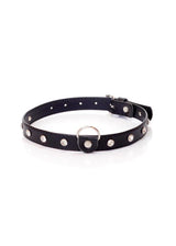Fetish Collar - Halsband - 2 cm - Rood Diamant - Zilver