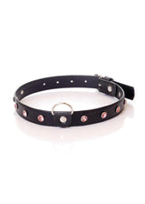 Fetish Collar - Halsband - 2 cm - Rood Diamant - Roze