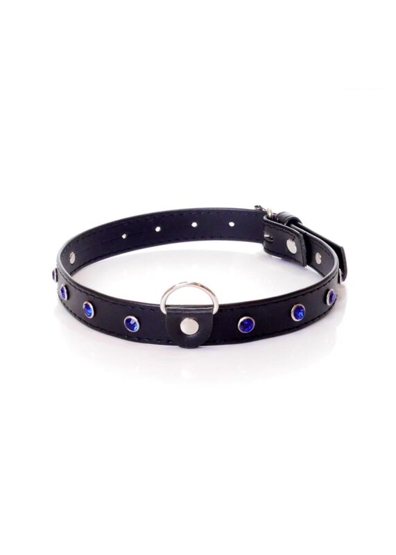 Fetish Collar - Halsband - 2 cm - Navy Blauw Diamant