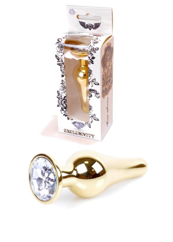 Gouden Buttplug Anale Plug met diamand - Clear