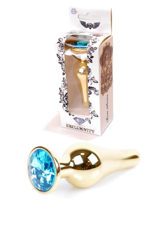 Gouden Buttplug Anale Plug met diamand - Light Blauw