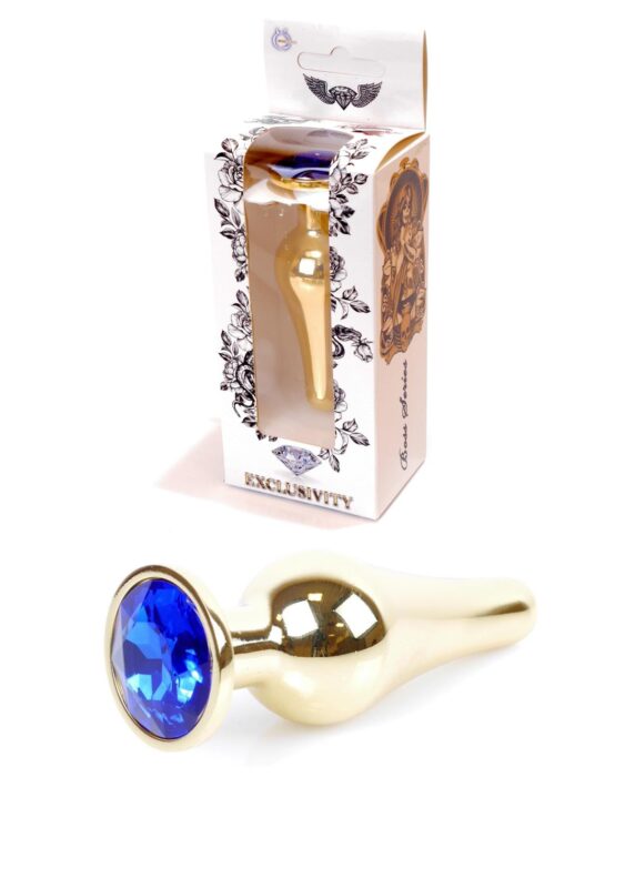 Gouden Buttplug Anale Plug met diamand - Dark Blauw