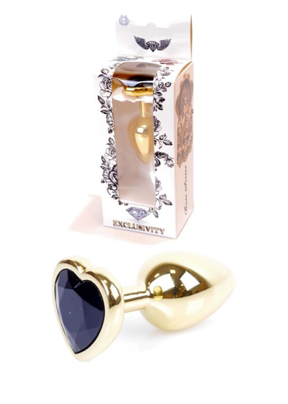 Gouden Buttplug Anale Plug met diamand Hartvormig - Zwart