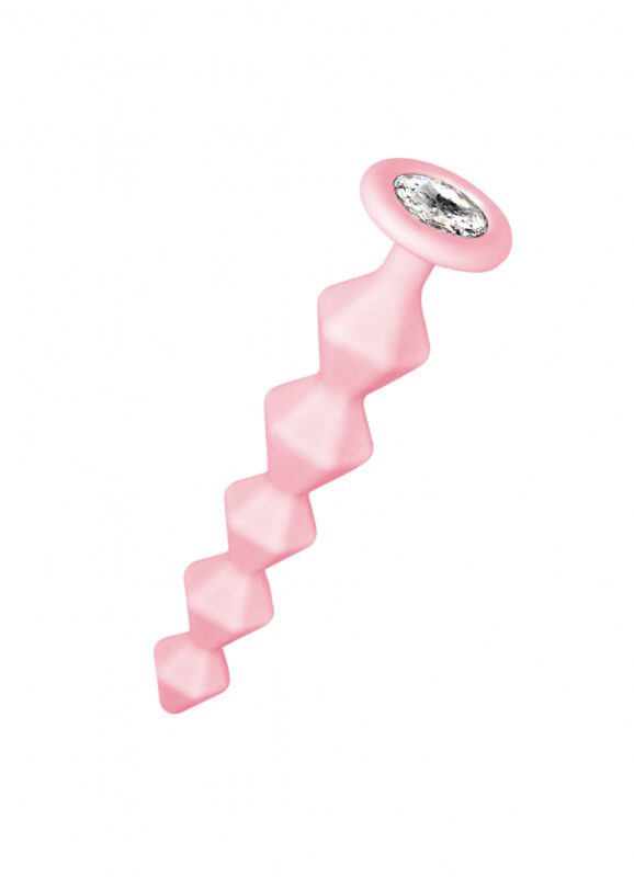 Anale Ketting Met Diamant - Lola Toys - Emotions - Beginner Beads - Buttplug met Kralen - Flexibele Anaal Ballen/ Kralen/ Ketting - Anal Beads - Anaalplug 100% Siliconen - Prostaat Stimulatie - P-Spot - Unisex - Chummy - Roze